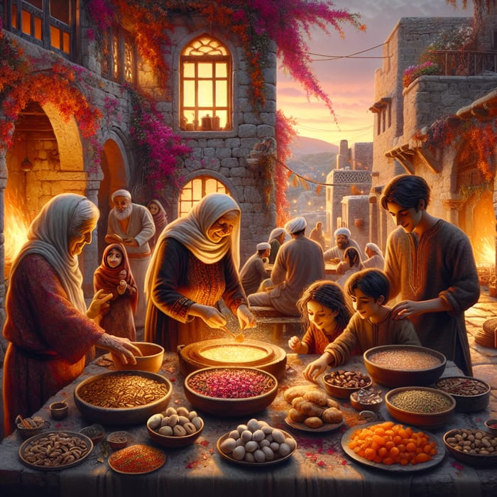 Traditional Levantine Family Making Pastries | Festive Village Gathering