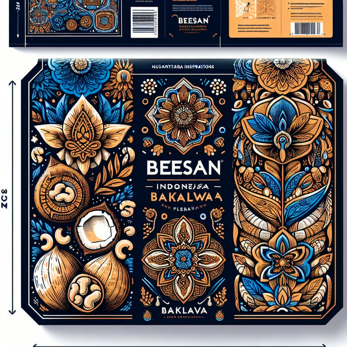 Vibrant Indonesian Heritage Baklava Packaging | Nuts & Batik Motifs