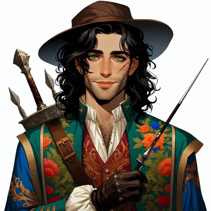 Captivating Bard Portrait with Intriguing Backstory and Versatile Abilities