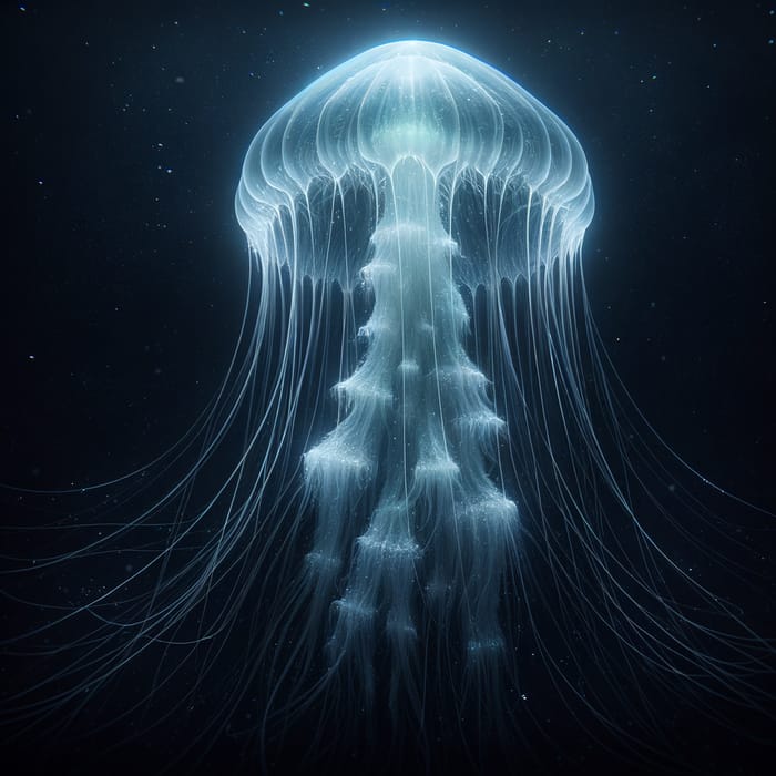 Giant Phantom Jellyfish Bioluminescent Marvel Of The Ocean AI Art 