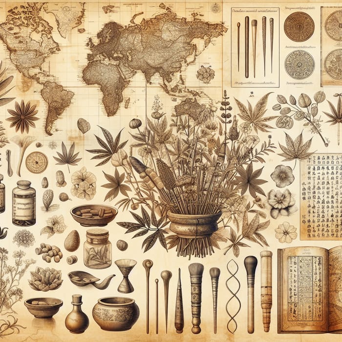 Vintage Aesthetic of Traditional Oriental Medicine History
