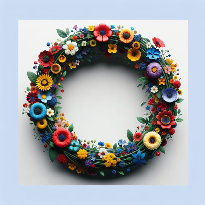Colorful Round Flower Frame: Vibrant Floral Design