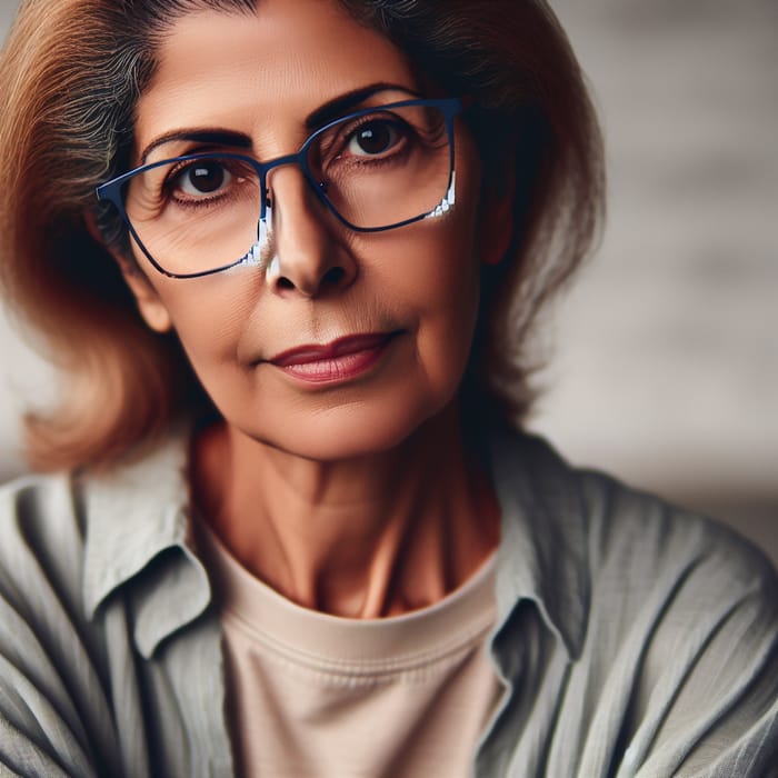 Sophisticated 50-Year-Old Woman with Glasses