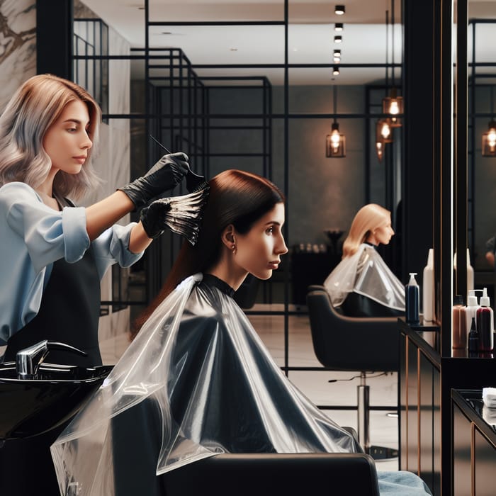Professional Hair Coloring Service: Air Touch Technique in Beauty Salon