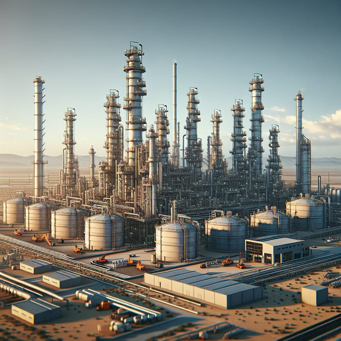 Realistic Oil Refinery Landscape - Detailed Industrial Structures