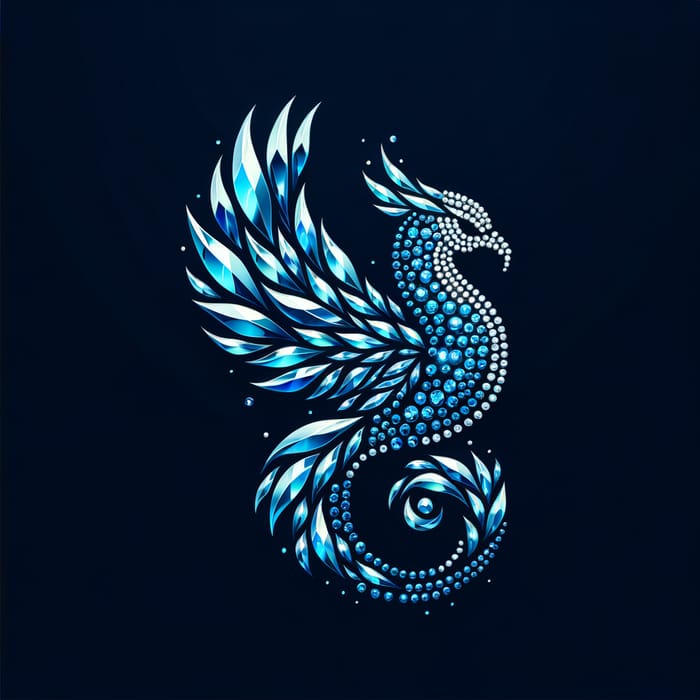 Unique Phoenix Logo in Cold-Tone Blue SWAROVSKI Crystals