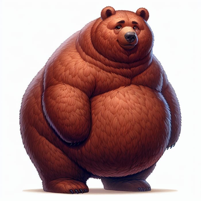 Charming Obese Brown Bear: Anthropomorphic Wildlife in Rich Brown Fur