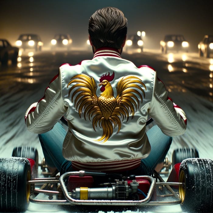Ryan Gosling Driving Hollywood-Inspired Go-Kart on Snowy Track