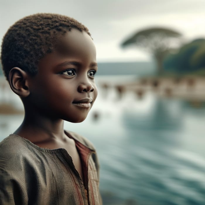 Young African Boy Dreaming of Prosperous Future by the Waterfront