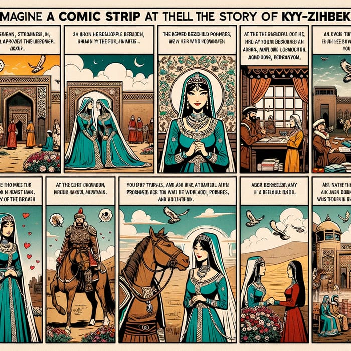 Kyz-Zhibek Comic Strip: Ancient Love Story in 15 Frames