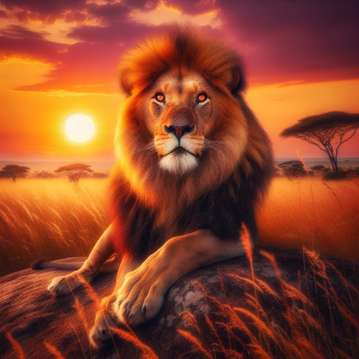 Majestic African Lion with Golden Mane
