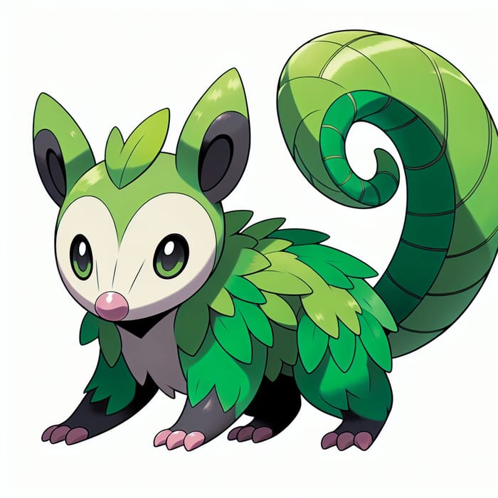 Leaf-Eared Grass Opossum Pokémon | Vibrant Green Starter