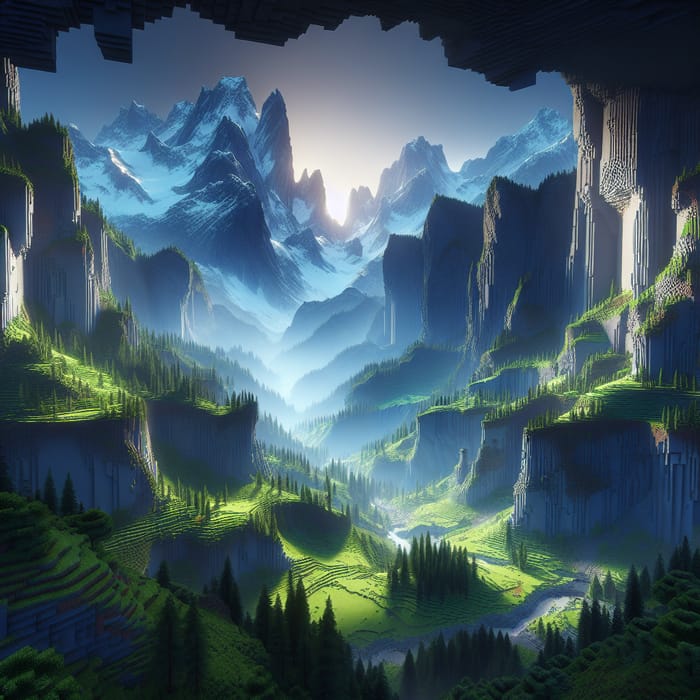 Majestic Minecraft Landscape with Mountains & Valley