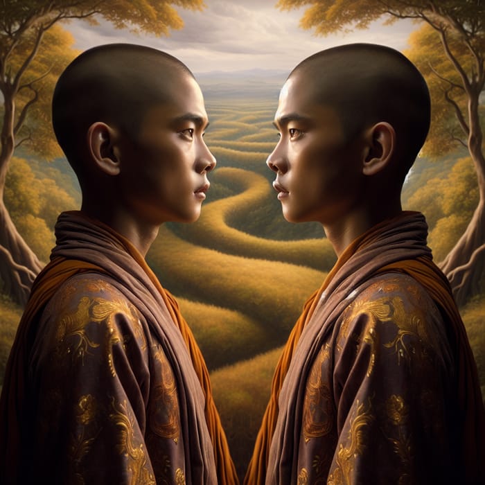 Realistic Painting of Stunning Young Buddhas in Harmony