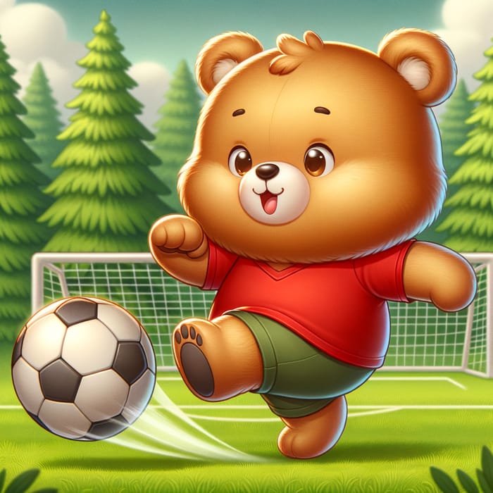Winnie the Pooh Kicking Soccer Ball | Playful Wildlife Scene