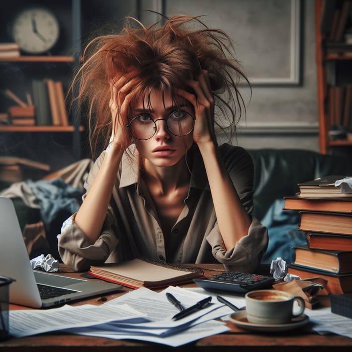 Upset Woman in a Busy Environment