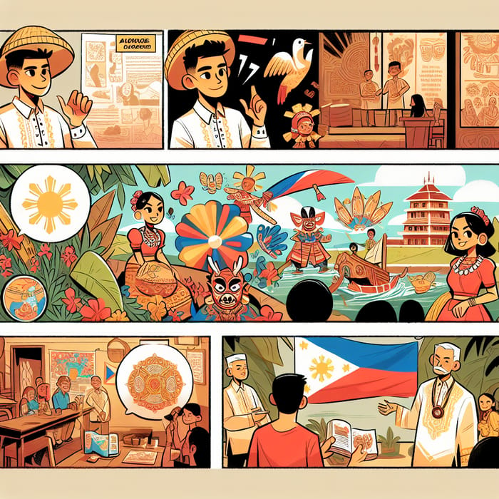 Colorful Filipino Culture Comic: Diverse Folklore Illustrations