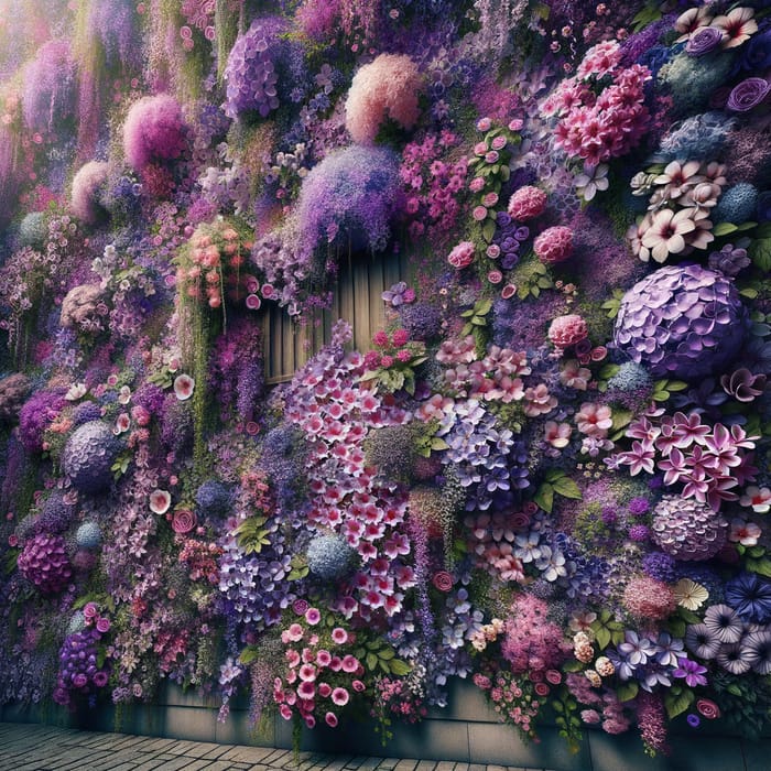 Abundant Purple Pink Flowers Wall - Enchanting Bloom