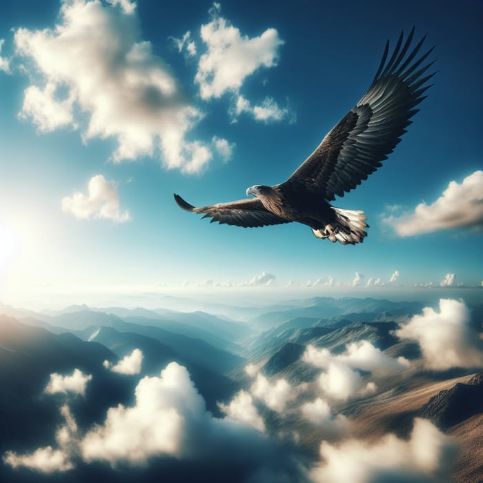 Majestic Aigle Soaring High in Blue Sky | Symbol of Freedom
