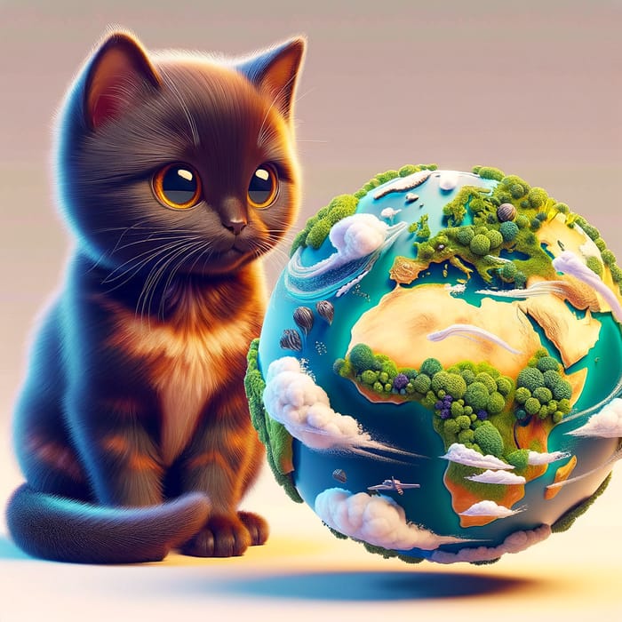 Adorable Cat Holding Earth: A Feline Wonder