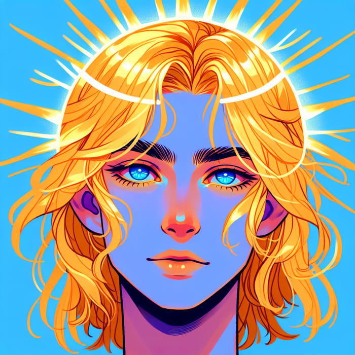 Golden Hair & Blue Eyes: Radiant Sun & Sky Reflections