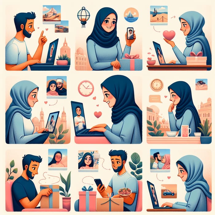 Hijabi Girl & Young Man in Long-Distance Love Story