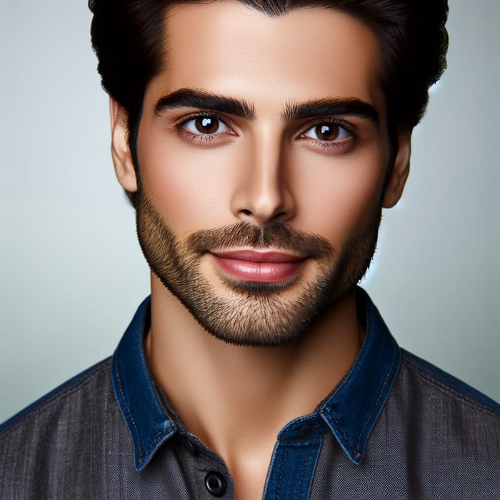 Portrait of a Handsome 25-Year-Old Man with Captivating Brown Eyes