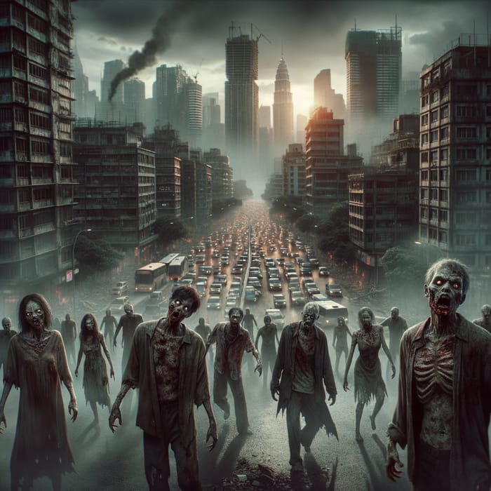 Zombies Attack City: Horrifying Scene of Chaos