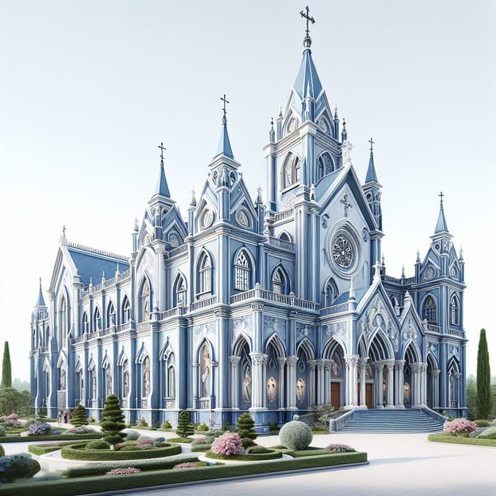 Serene Catholic Temple with Blue and White Walls