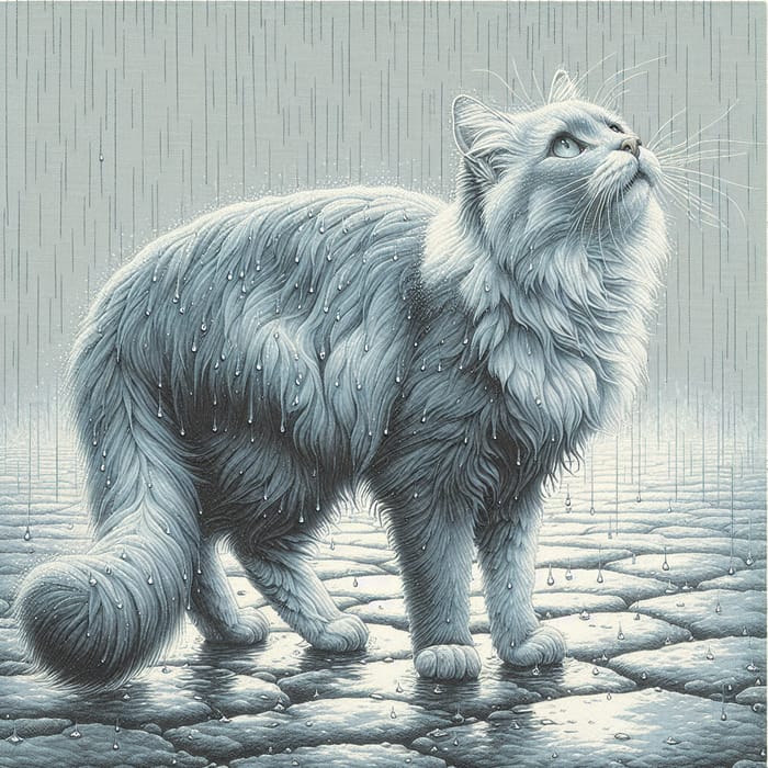 Rainy Day Cat | Serene Feline in the Rain