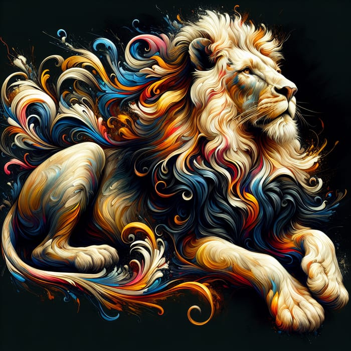 Regal Lion in Renaissance Style | Dynamic Pose with Intricate Details