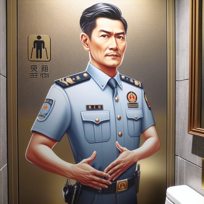 Chinese Traffic Police Officer Restroom Privacy - Professionalism Captured