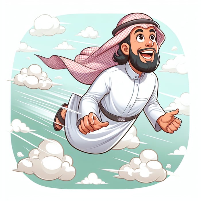 Saudi Man Soaring High in Traditional Attire | Captivating Image