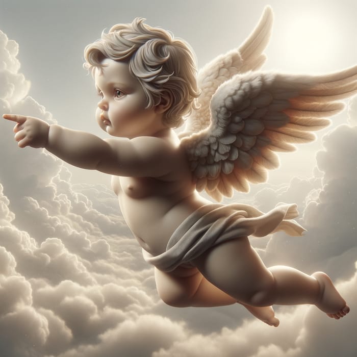 Baby Angel Flying in Statue Style