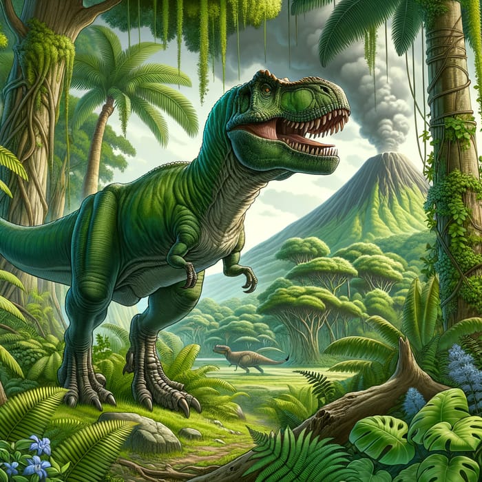 Detailed T-Rex in Lush Prehistoric Jungle