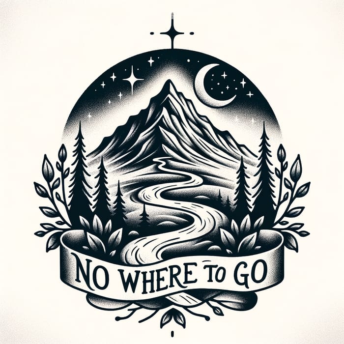 No Where To Go Tattoo Design | Mountain & Trail Theme