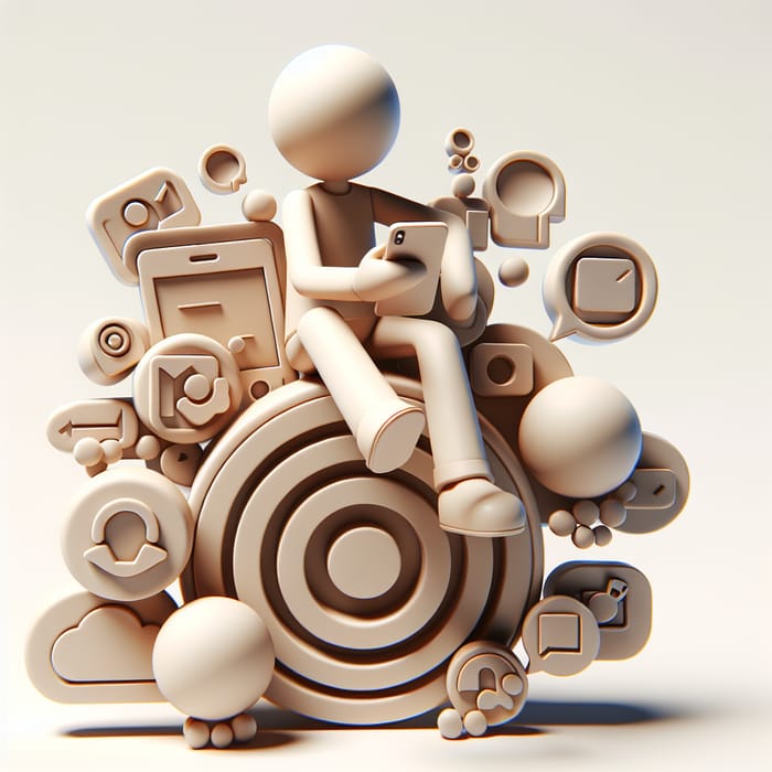 Animated Character Sitting on Instagram Logo - 3D Illustration