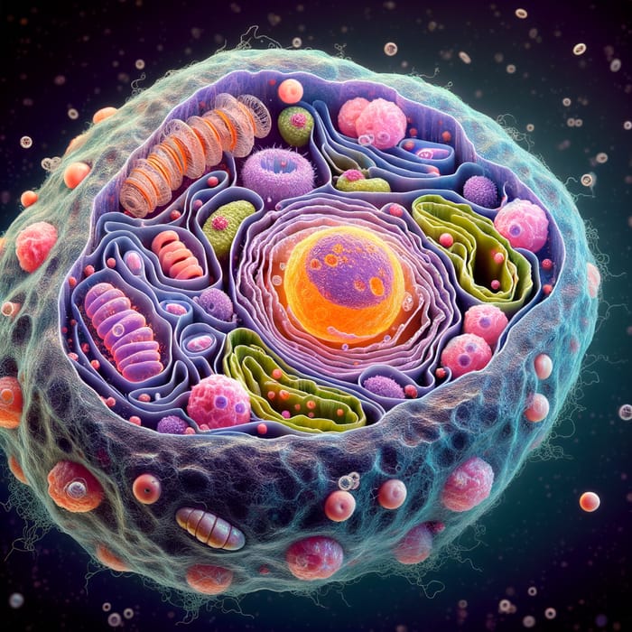 Detailed Image of a Biological Cell under Virtual Microscope