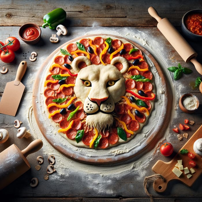 Lion Pizza: Creative Masterpiece Pizza with Crust Mane