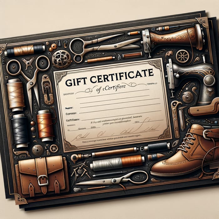 Creative Workshop Gift Certificate Template with Leather and Embroidery | Customizable Design