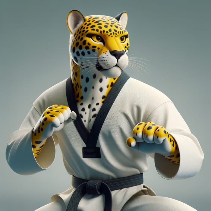 Animated Jaguar Warrior in Taekwondo Dobok