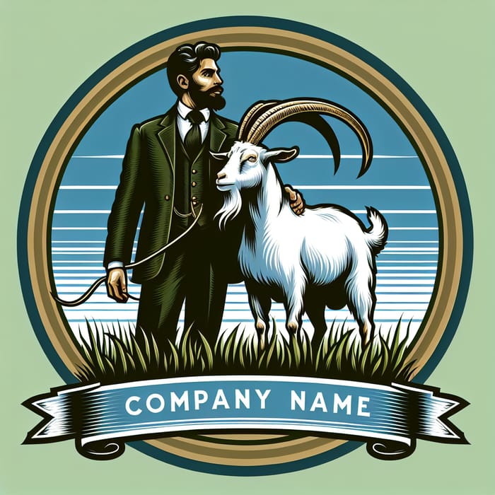 Detailed Hispanic Male and White Goat Logo Design