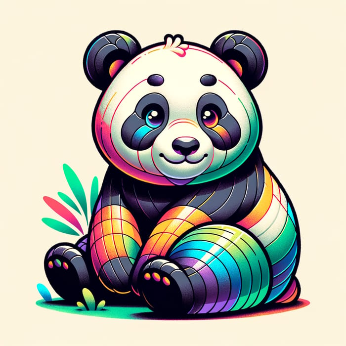 Listening Panda | Multicolored Serene Environment Illustration