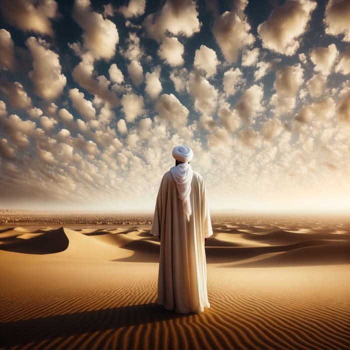 Hussain ibn Ali's Legacy in Karbala Desert | Symbolic Sky Background
