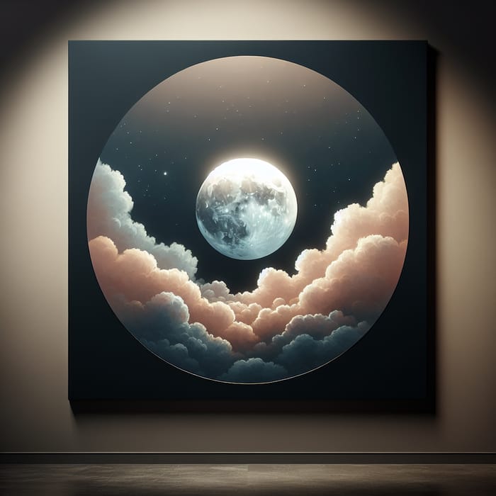 Contemporary Moon Art, Tranquil Night Sky Painting, AI Art Generator