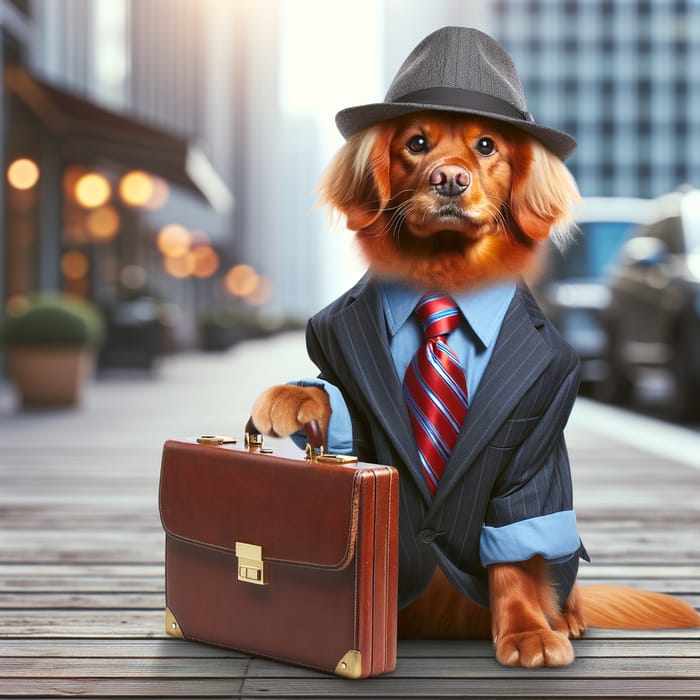Orange Dog in Business Suit with Briefcase