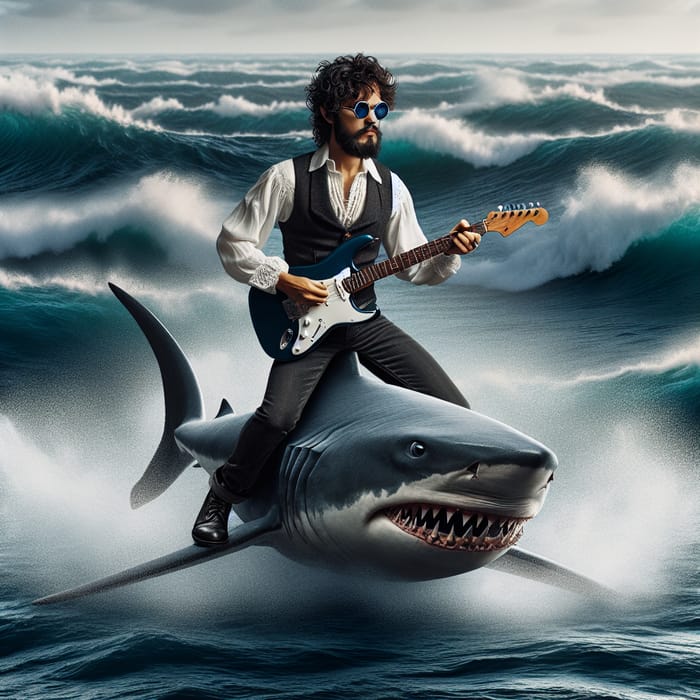 Jeff Lynne Riding Shark in Epic Ocean Scene