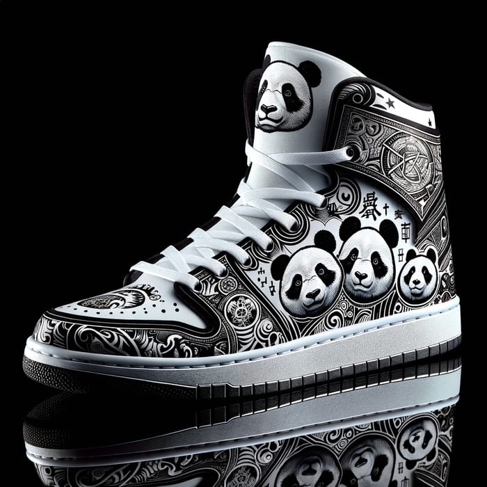 Panda Dunk Style Sneakers with Duki Tattoos | Abstract Design