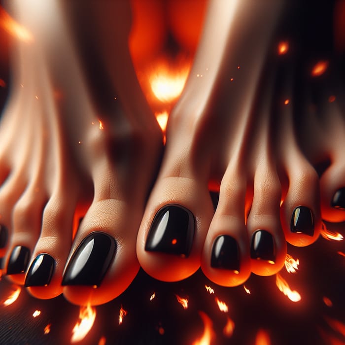 Elegant Black Nail Polish on Feet | Fantasy Aesthetic Elegant Black Nail Polish on Feet | Fantasy Aesthetic