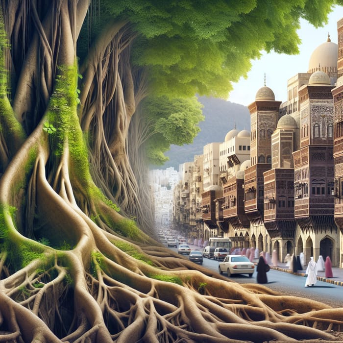 Tree Roots Transforming into City Streets in Old Jeddah